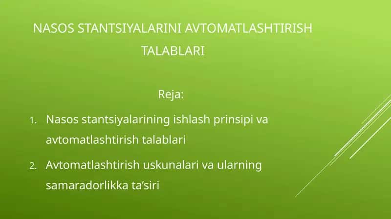 Nasos stantsiyalarini avtomatlashtirish talablari 1