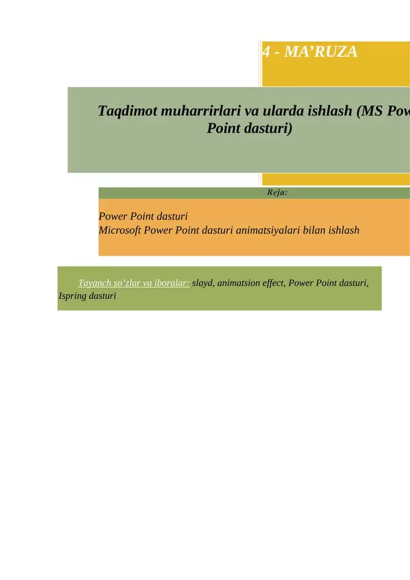 Power Point dasturi 1