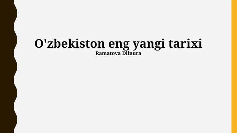 Mustaqillik yillarida O'zbekiston: Siyosiy va Iqtisodiy O'zgarishlar 1