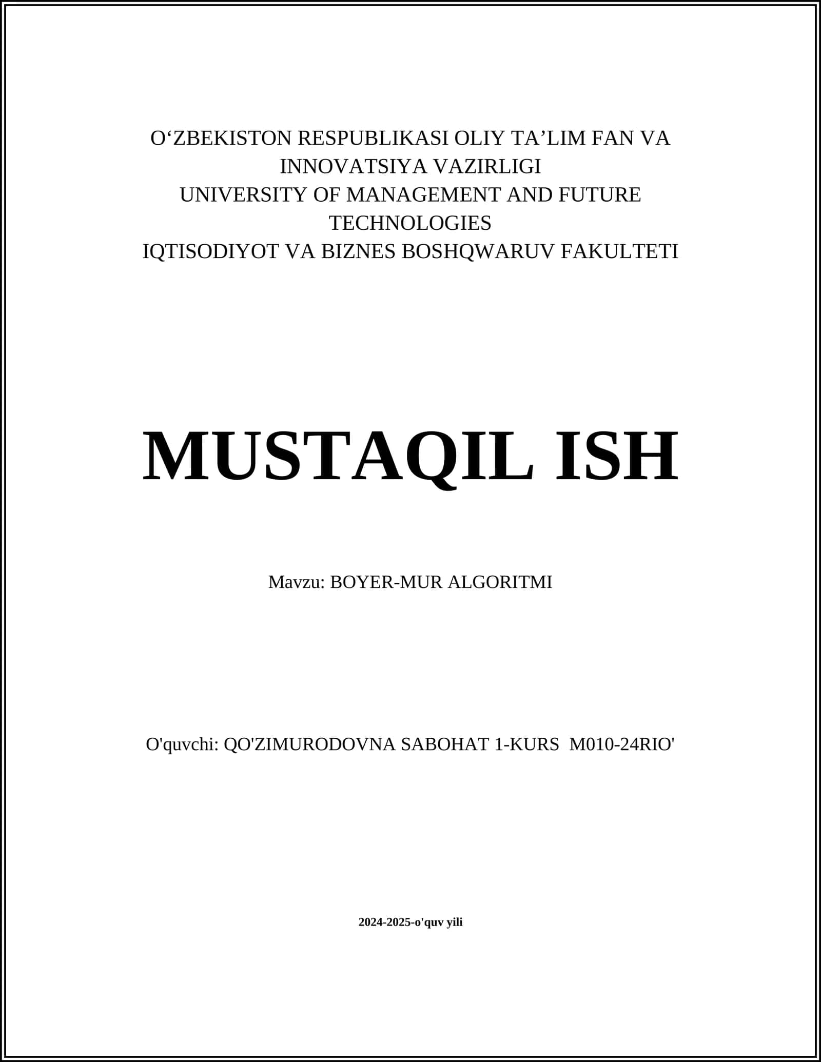 BOYER-MUR ALGORITMI 1