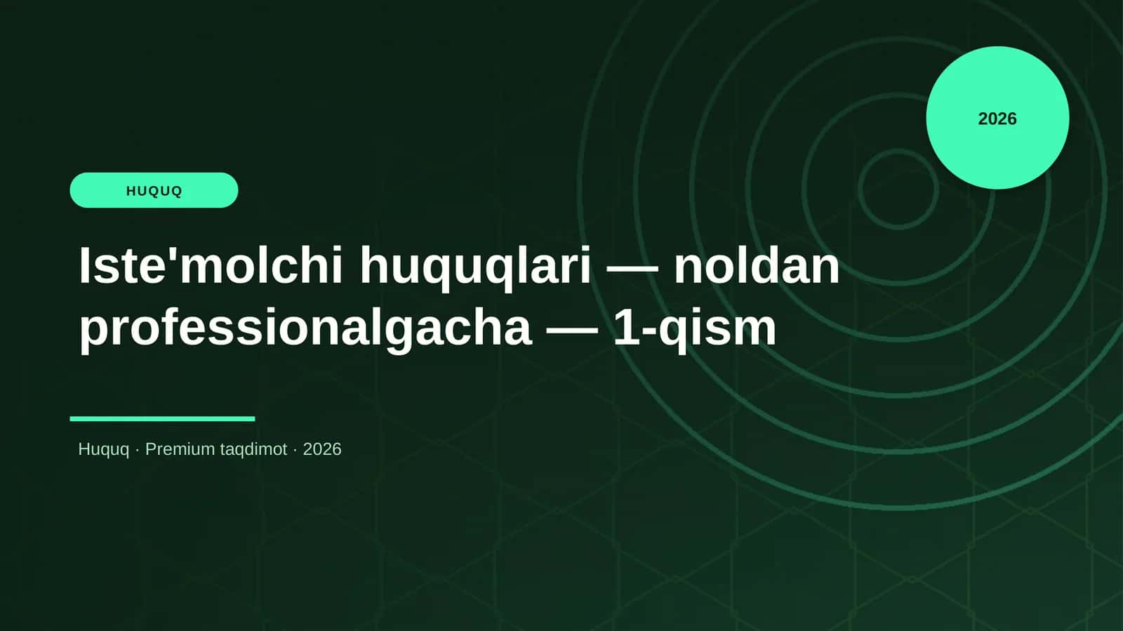 Iste'molchi huquqlari — noldan professionalgacha — 1 1