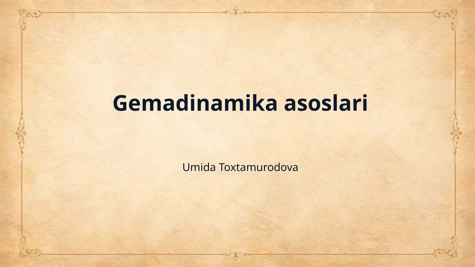 Gemadinamika asoslari 1