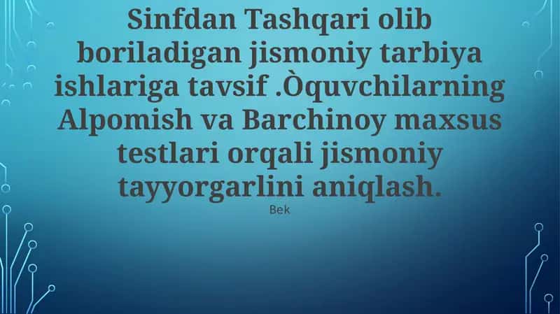 Jismoniy tayyorgarlik va sinfdan tashqari ishlar 1