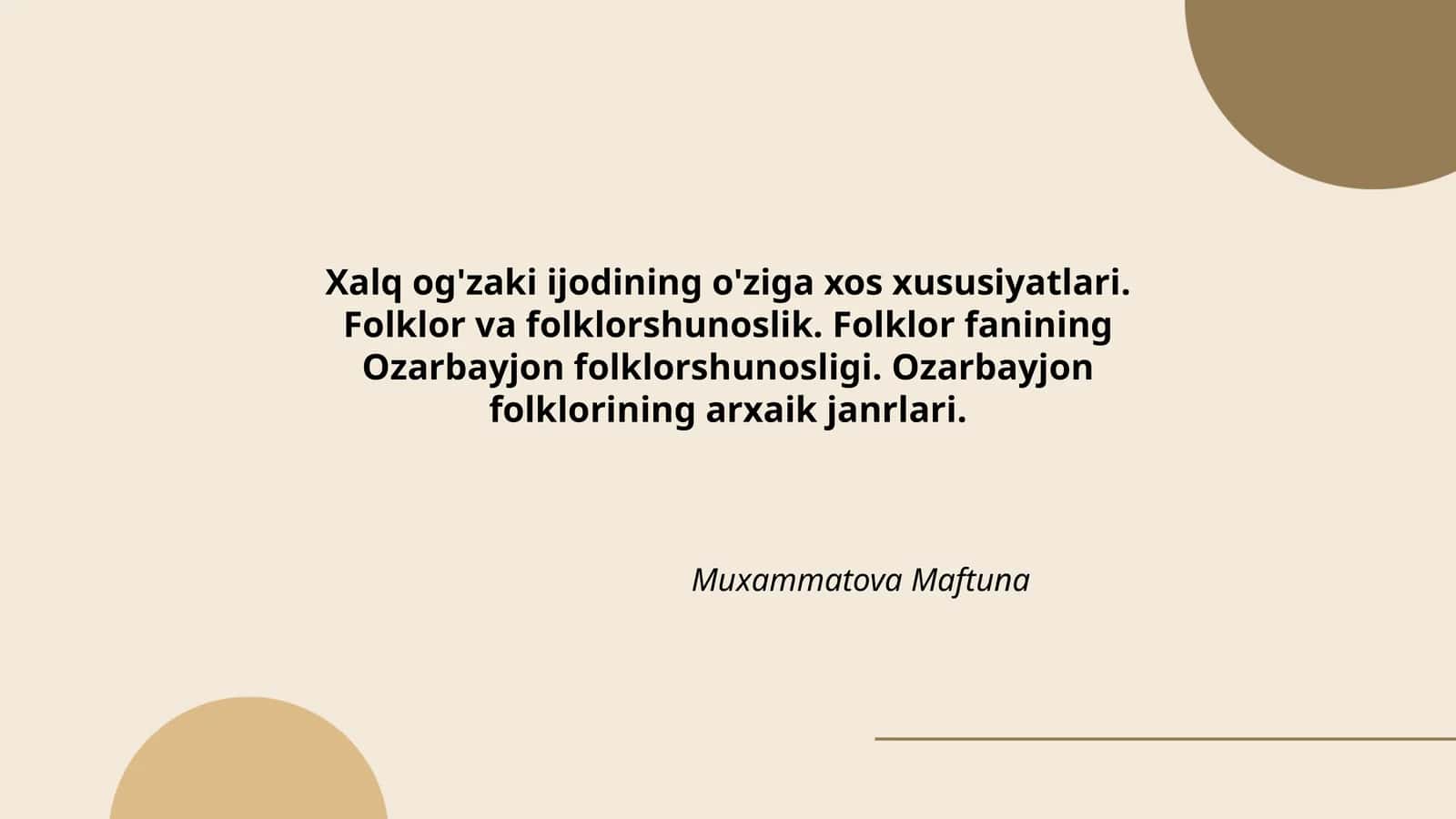 Ozarbayjon folklorining arxaik janrlari 1