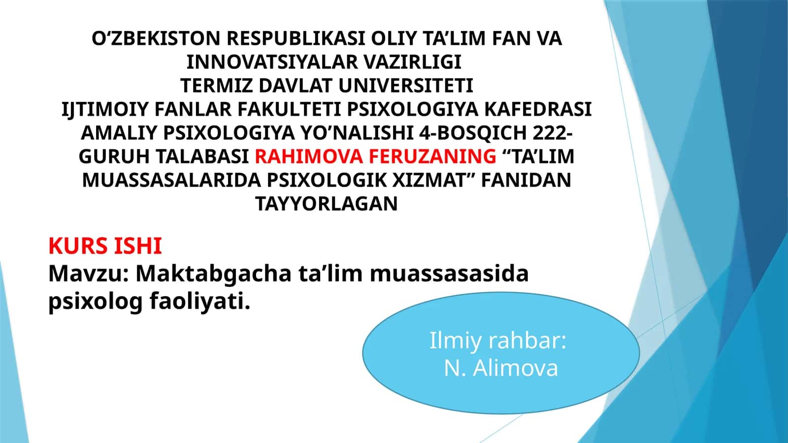 Maktabgacha ta’lim muassasasida psixolog faoliyati 1