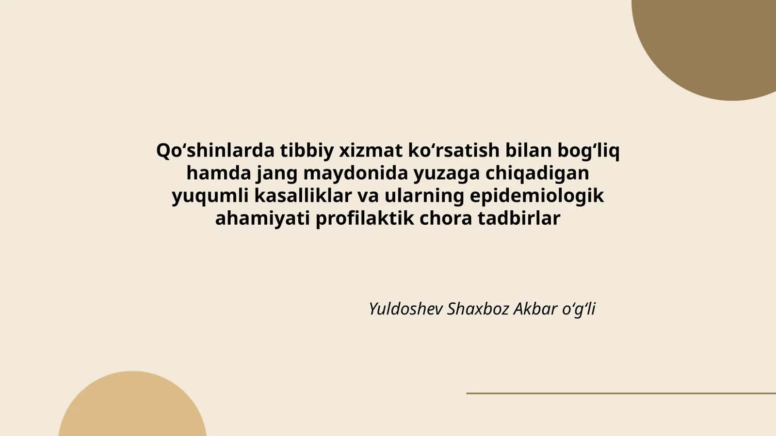 Qoʻshinlarda Tibbiy Xizmat Koʻrsatish 1