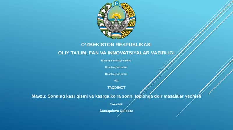 Sonning kasr qismi va kasrga ko'ra sonni topishga doir masalalar yechish 1