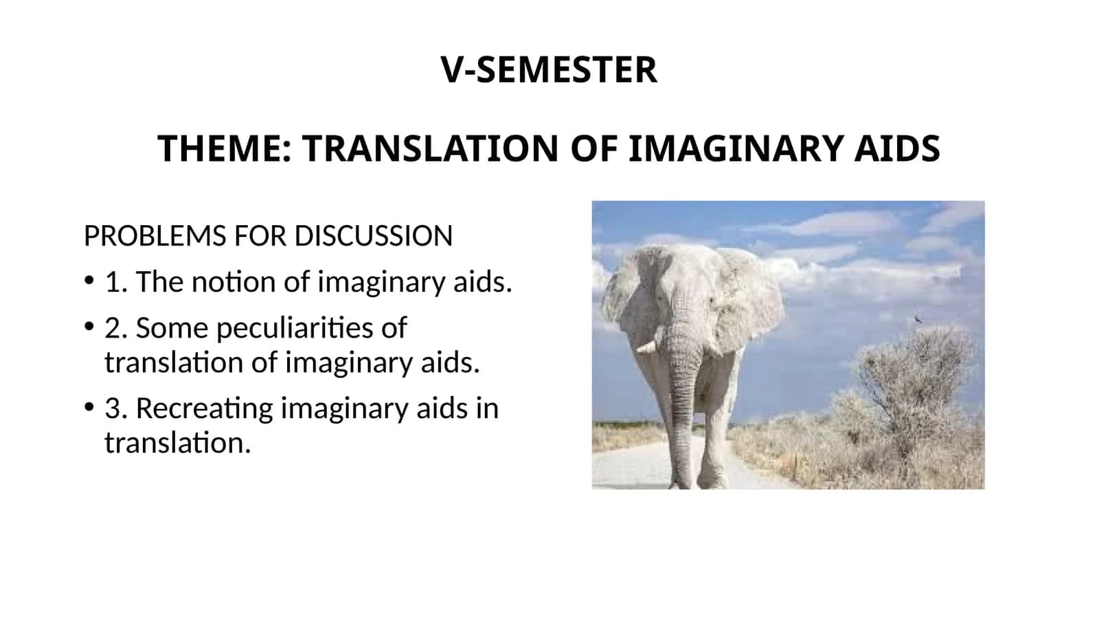 V-SEMESTERTHEME: TRANSLATION OF IMAGINARY AIDS 1