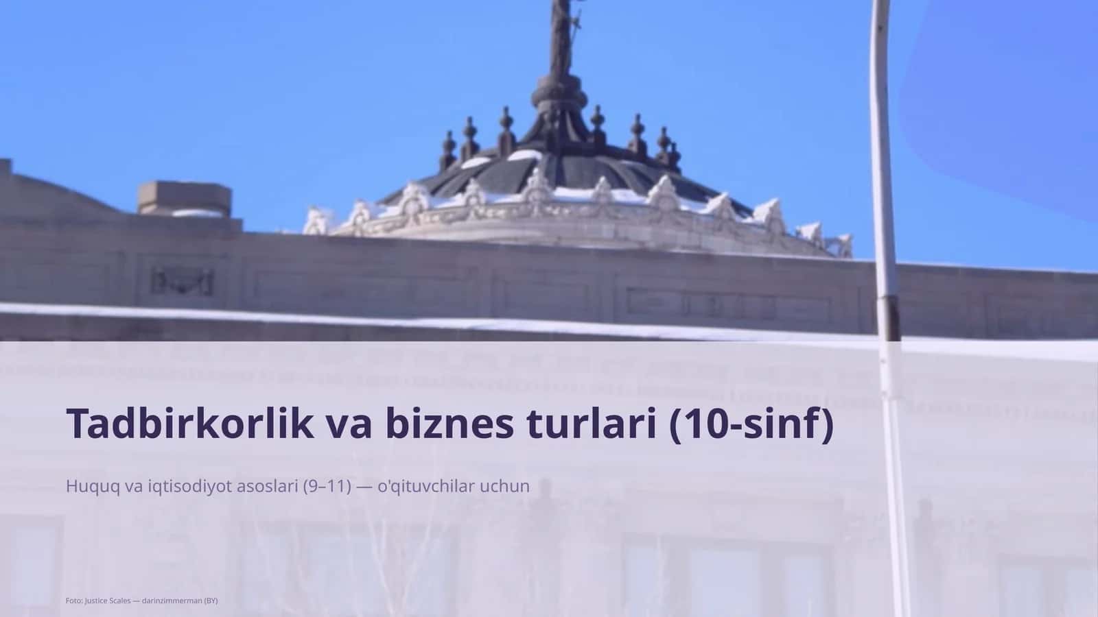 Tadbirkorlik va biznes turlari (10-sinf) 1
