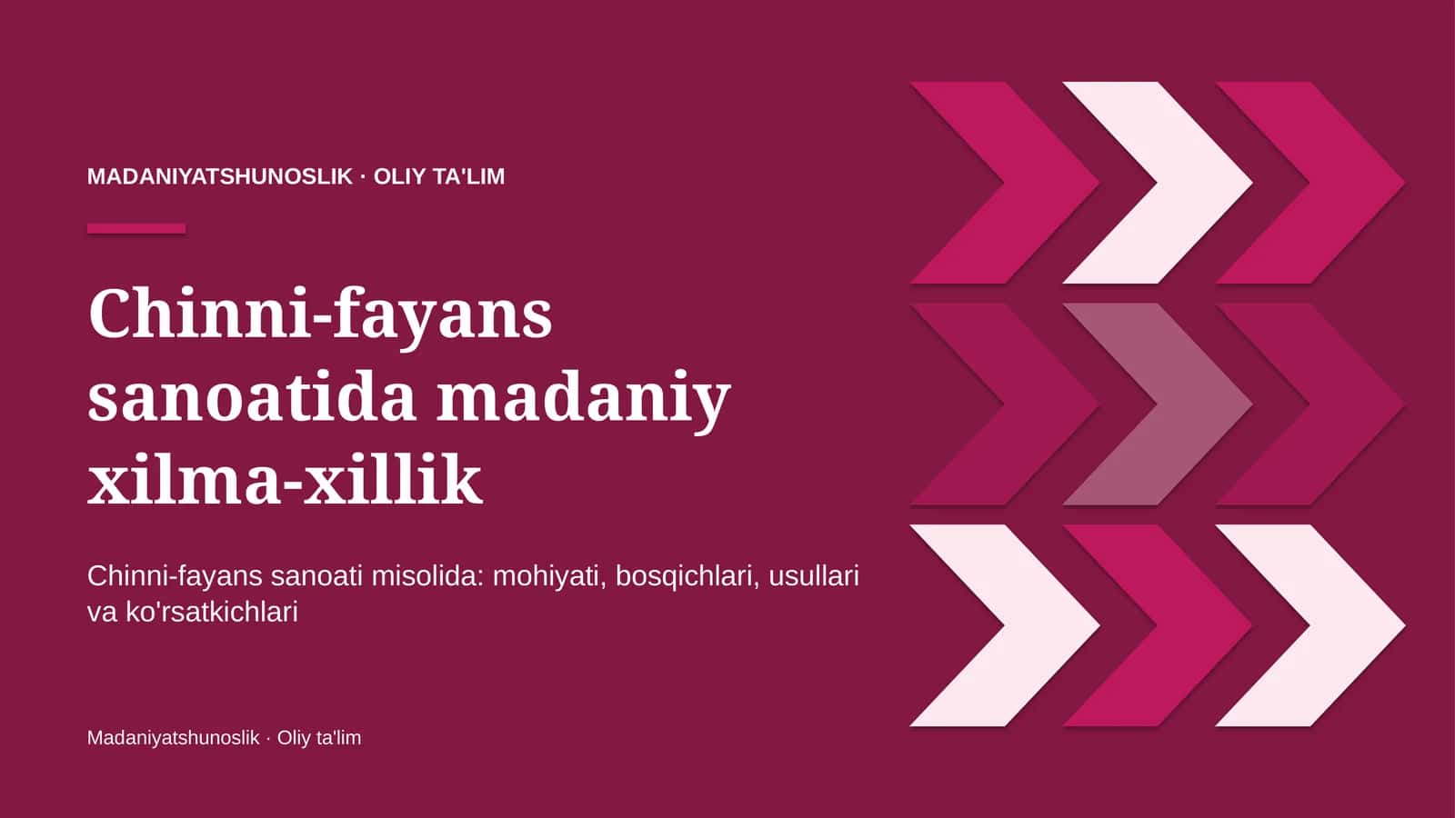 Chinni-fayans sanoatida madaniy xilma-xillik 1