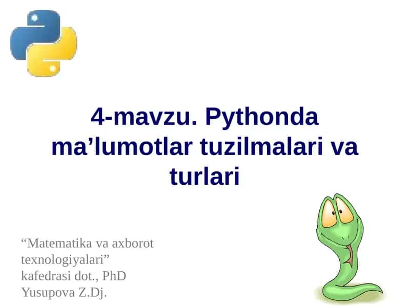 Python dama’lumotlar tuzilmalari va turlari 1