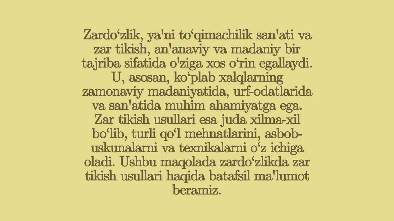 Zar tikish usullari 1