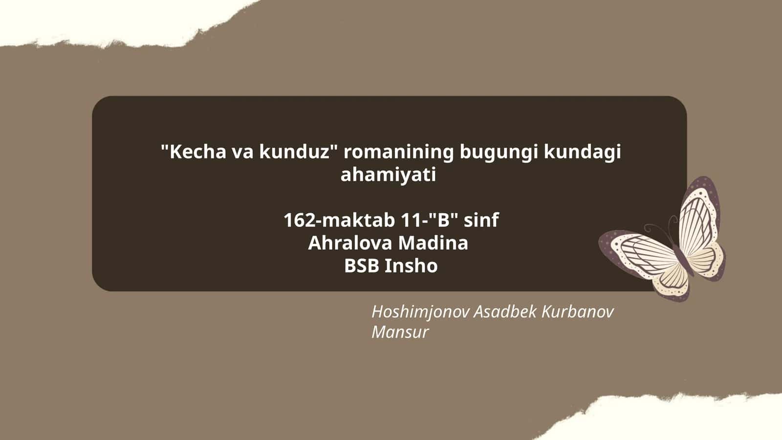 "Kecha va kunduz" romanining bugungi kundagi ahamiyati 1