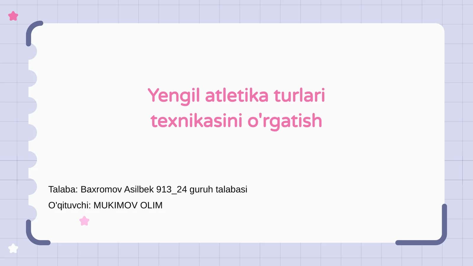 Yengil atletika turlari texnikasini o'rgatish 1