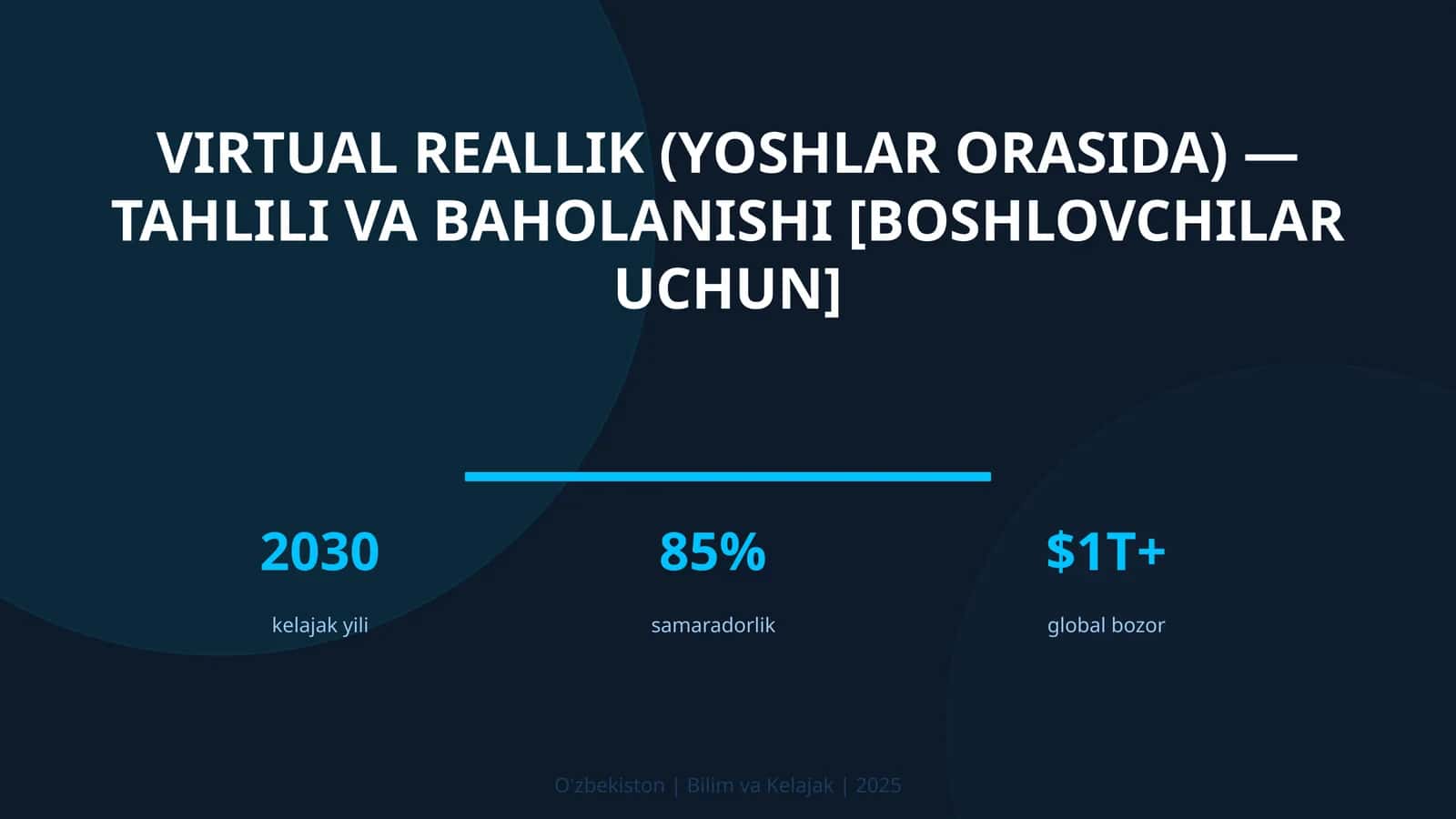 VIRTUAL REALLIK (YOSHLAR ORASIDA) — TAHLILI VA BAHOLANISHI [BOSHLOVCHILAR UCHUN] 1