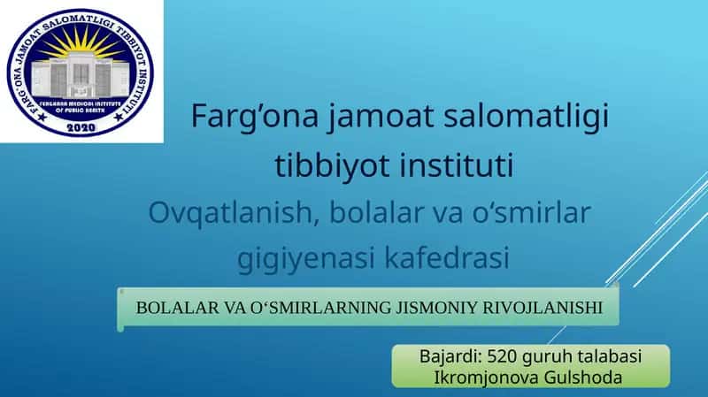 Bolalarda patologik jarayonlarning rivojlanishi 1