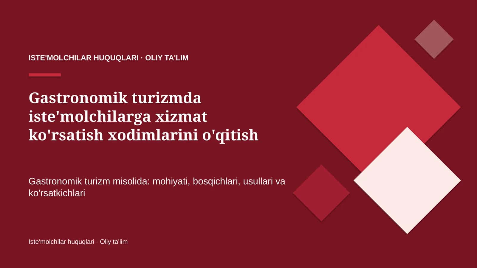 gastronomik turizmda iste'molchilarga xizmat ko'rsatish xodimlarini o'qitish 2745 1