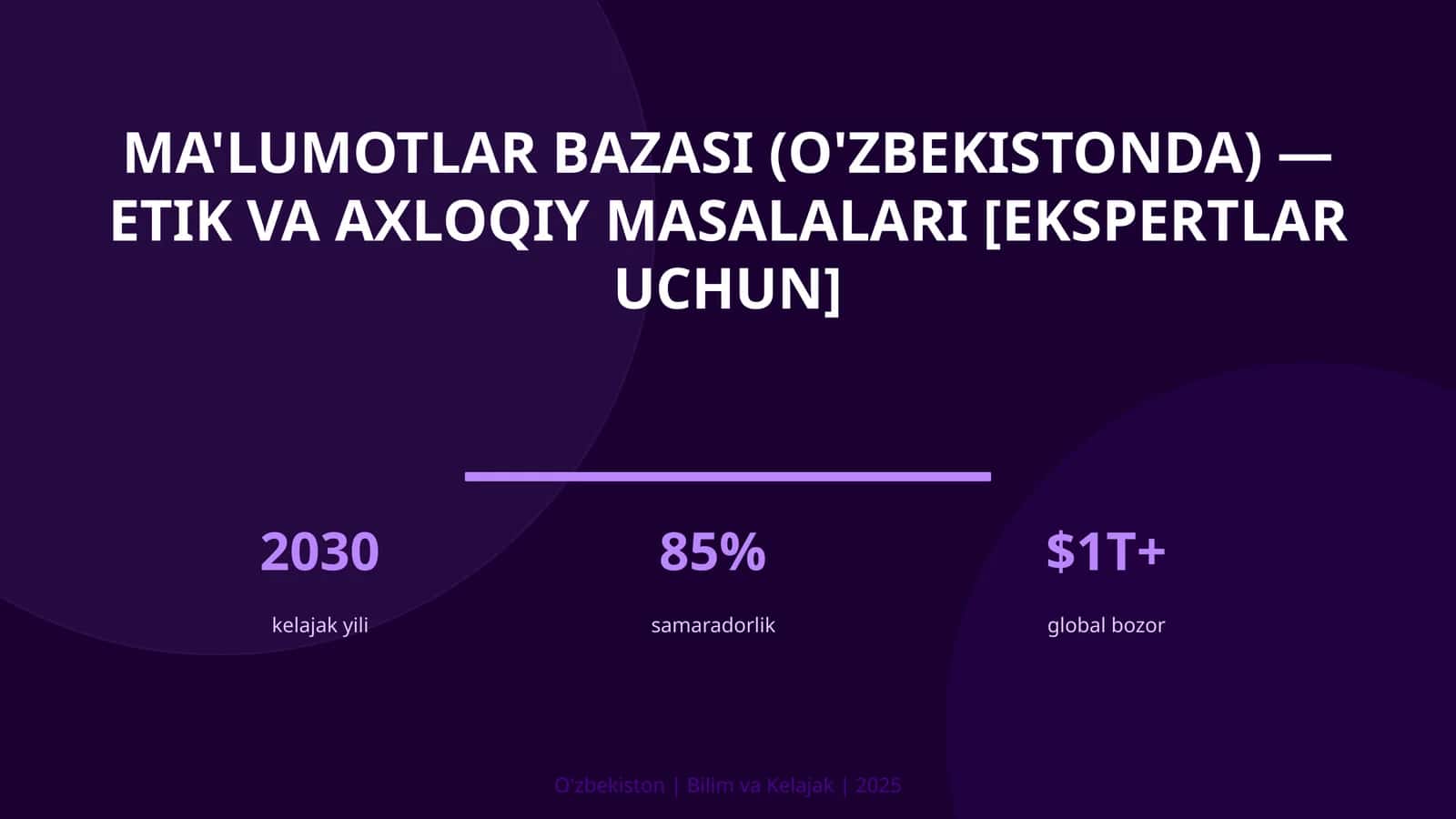 Ma'lumotlar bazasi (O'zbekistonda) — etik va axloqiy masalalari [ekspertlar uchun] 1