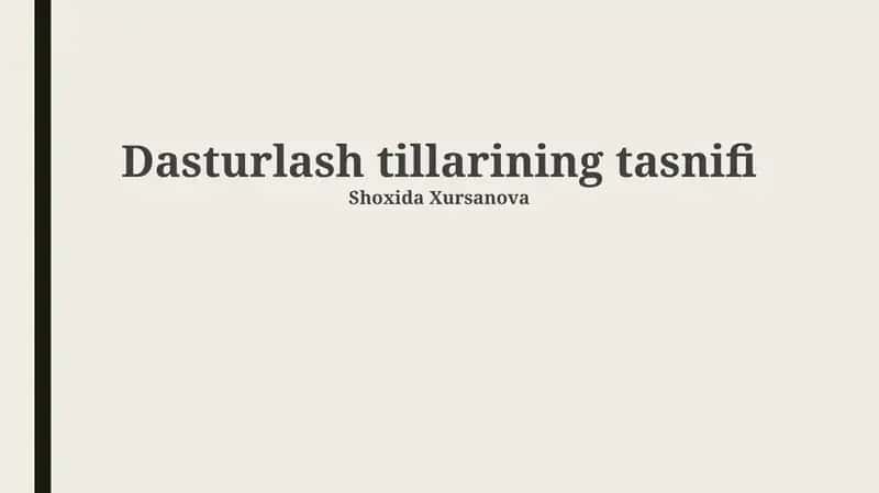 Dasturlash tillarining tasnifi 1