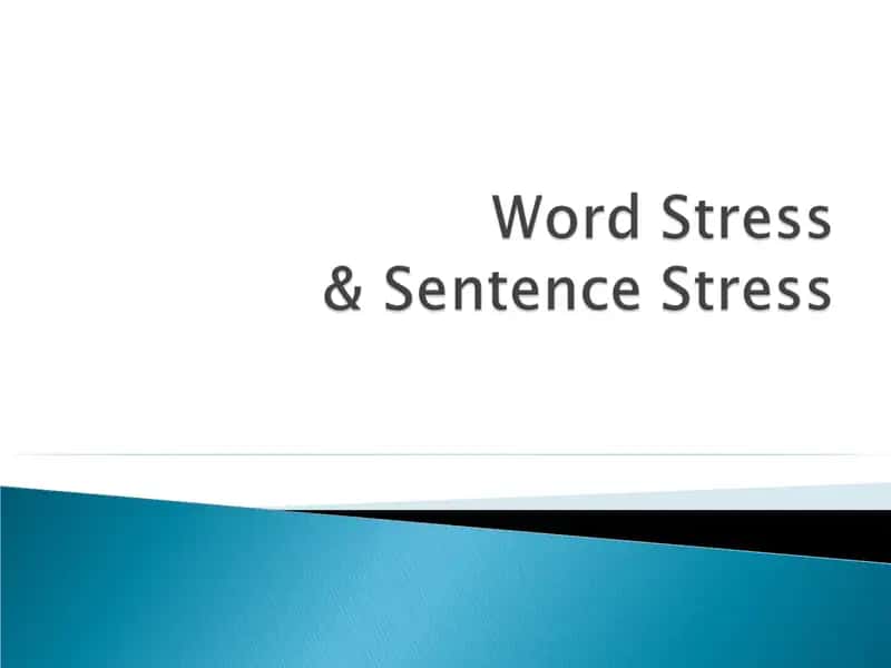 English Language Stress Patterns 1