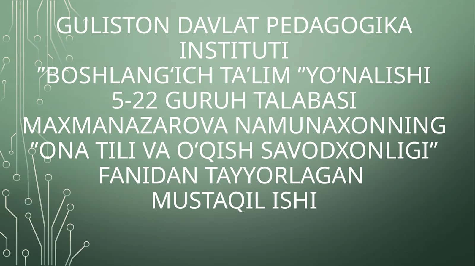 Adabiy tilning oʻqish savodxonligi 1