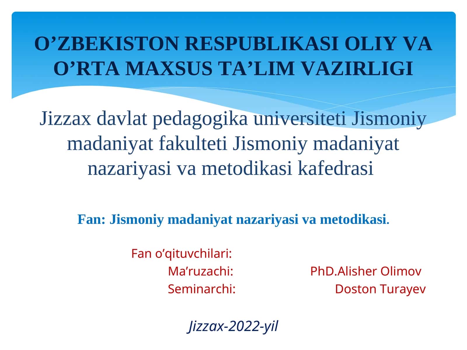 Jismoniy madaniyat nazariyasi va metodikasi 1