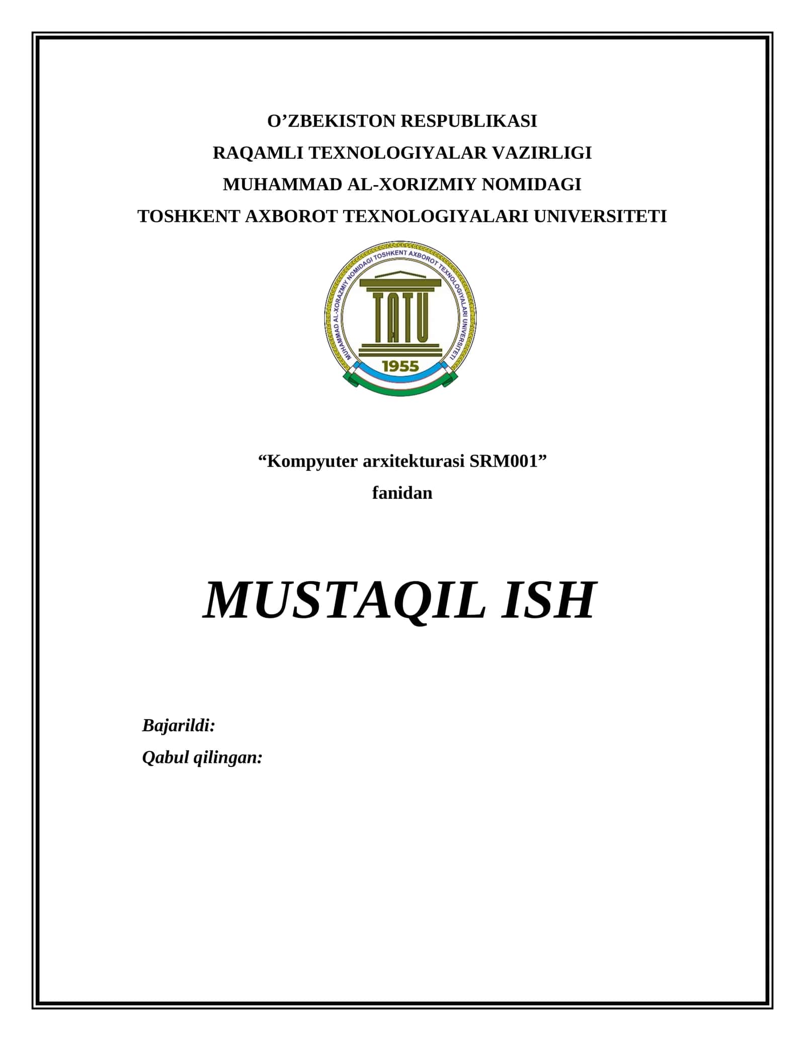 Turli soxalar uchun mo‘ljallangan super kompyuterlar va kompyuter tizimlari. MUSTAQIL ISH 1