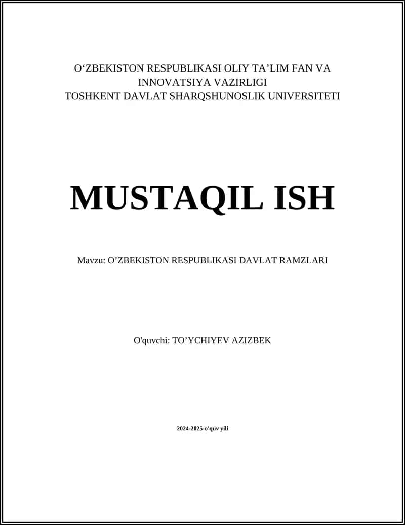 OʼZBEKISTON RESPUBLIKASI DAVLAT RAMZLARI 1