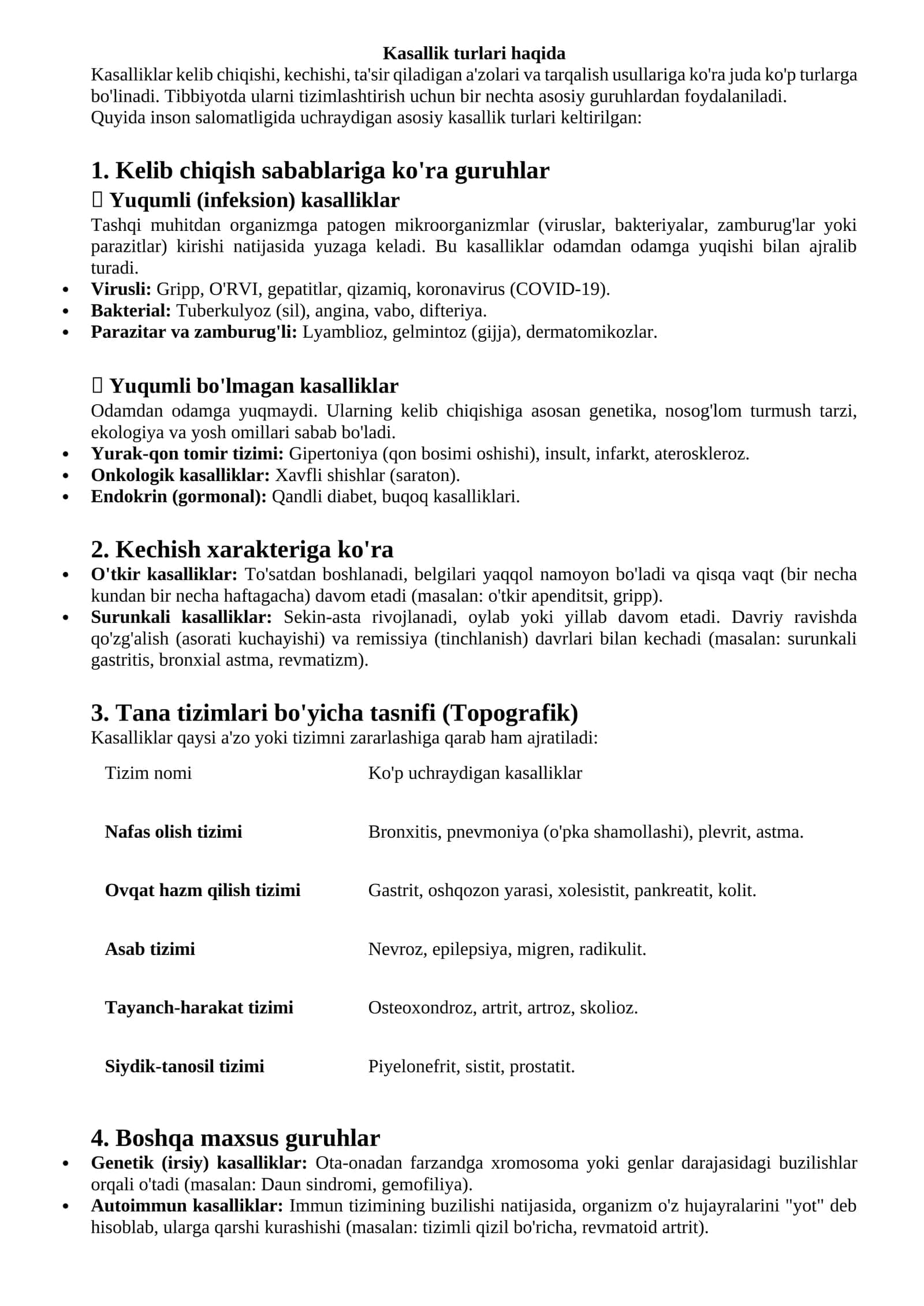 Kasallik turlari haqida 1
