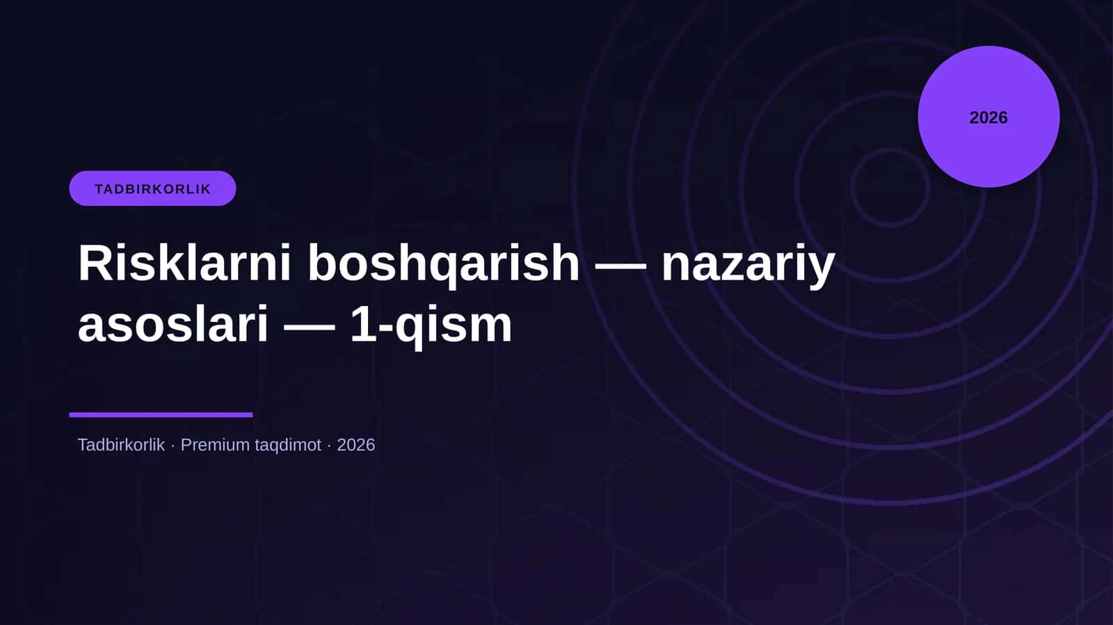 Tadbirkorlik Risklarini Boshqarish - Nazariy Asoslari - 1-qism 1