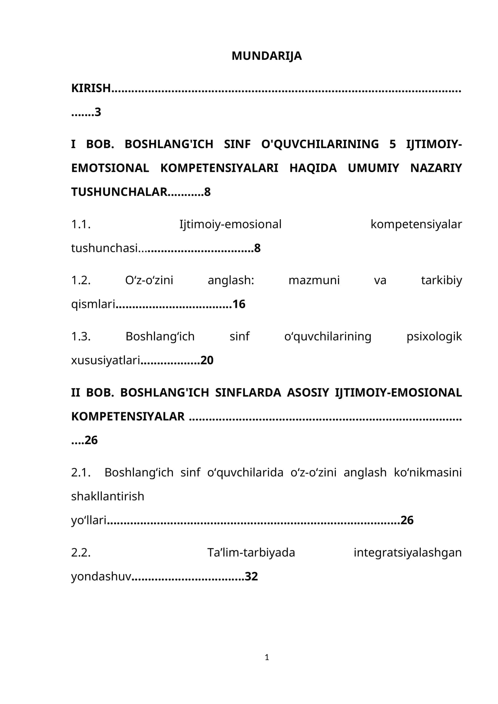 BOSHLANG'ICH SINF O'QUVCHILARINING IJTIMOIY-EMOTSIONAL KOMPETENSIYALARI 1
