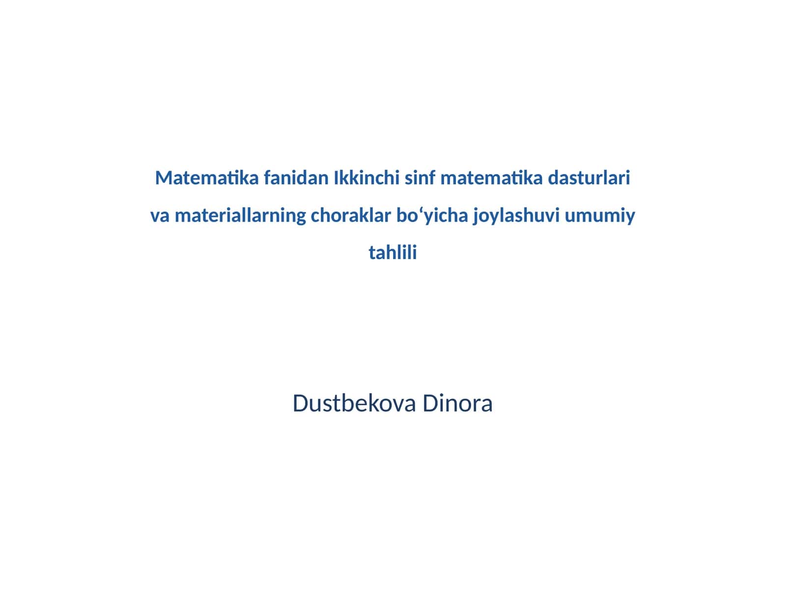 Ikkinchi sinf matematika dasturlari 1