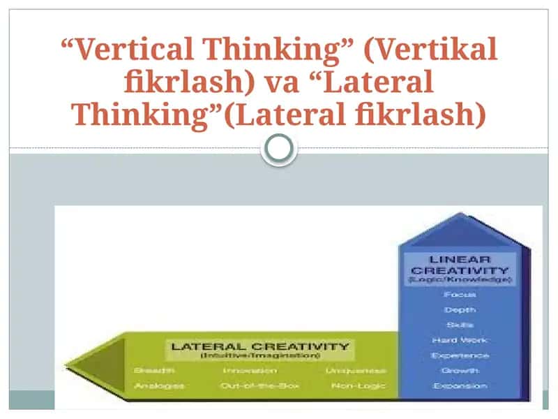 “Vertical Thinking” (Vertikal fikrlash) va “Lateral Thinking”(Lateral fikrlash) 1