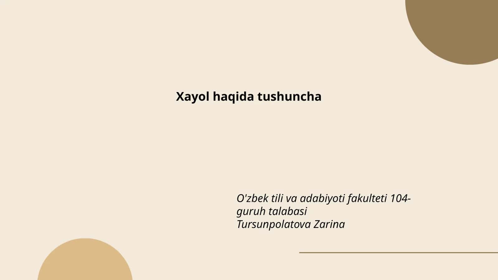 Xayol haqida tushuncha 1