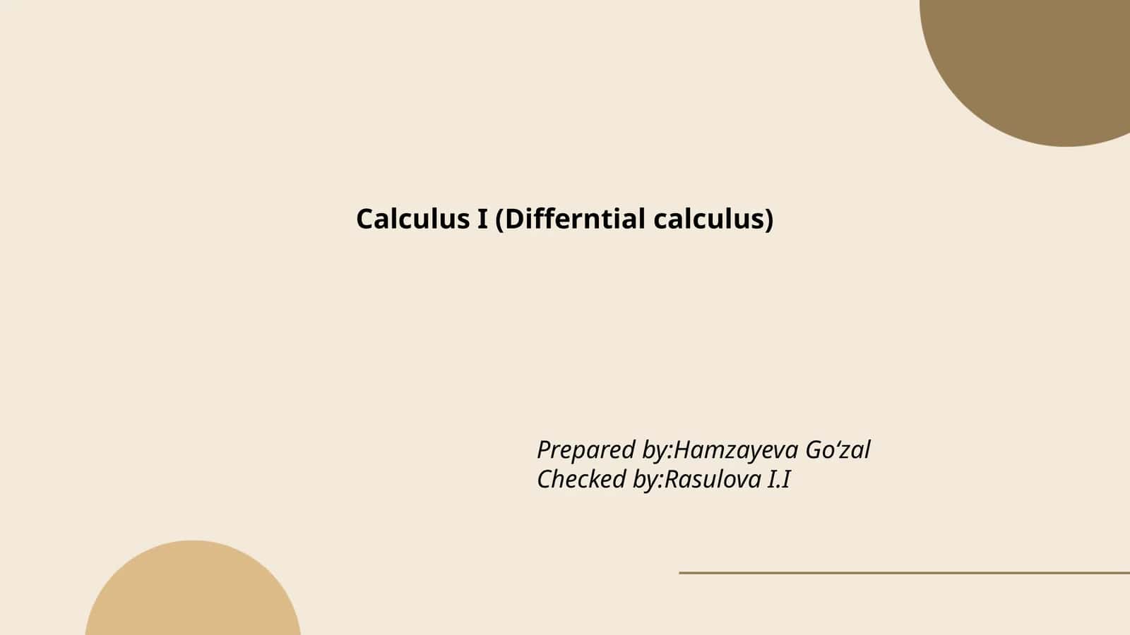 Calculus I (Differntial calculus) 1