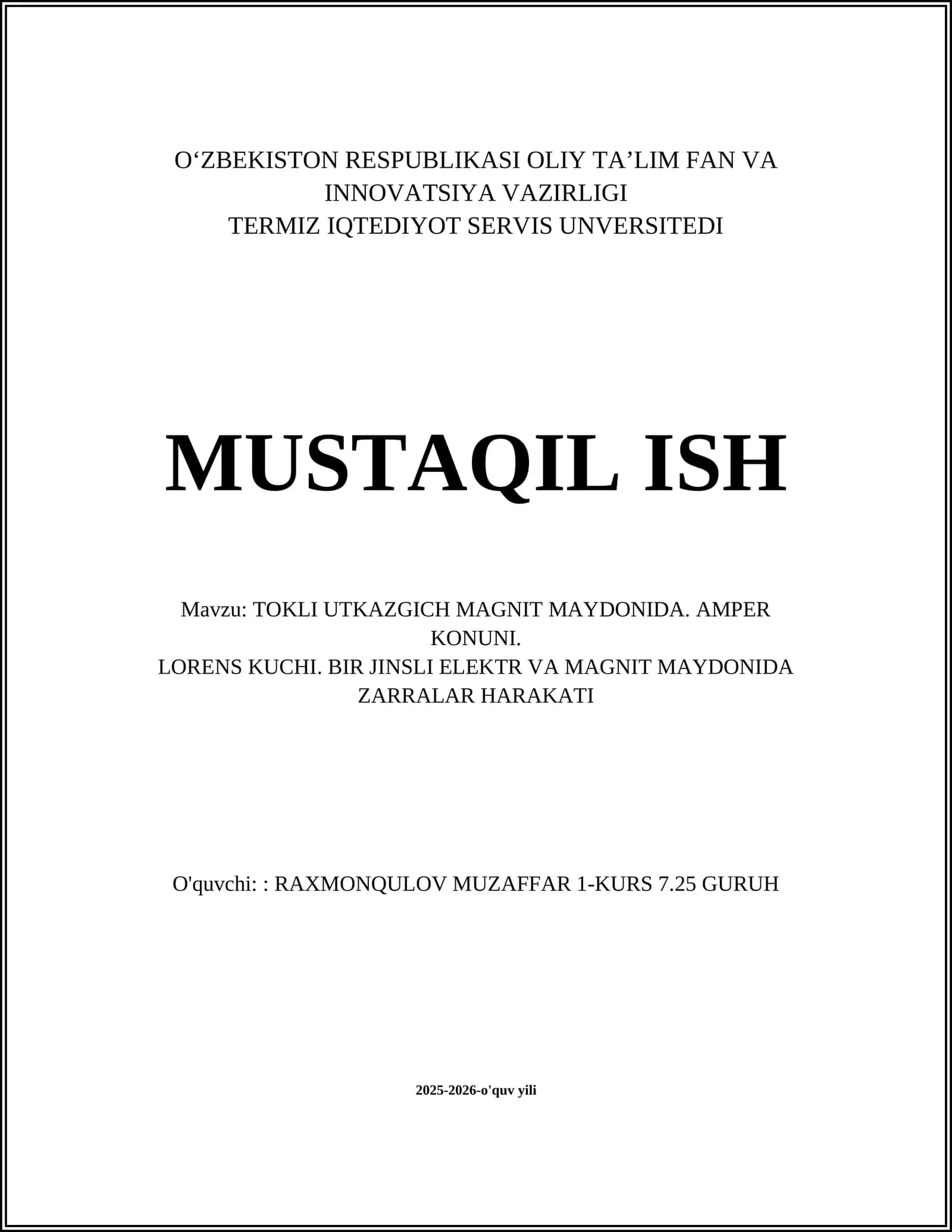 TOKLI UTKAZGICH MAGNIT MAYDONIDA. AMPER KONUNI 1