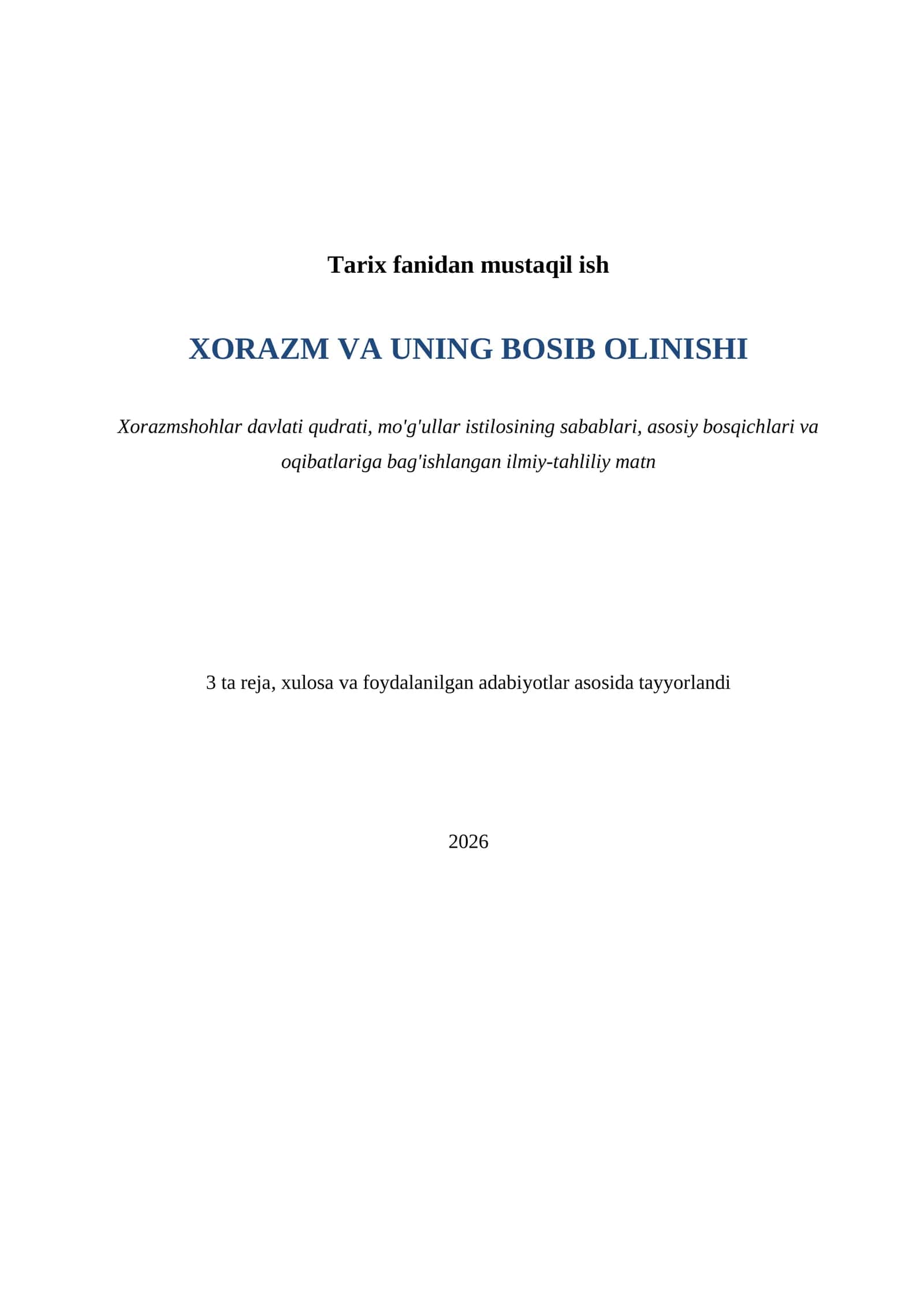 Tarix fanidan mustaqil ish 1