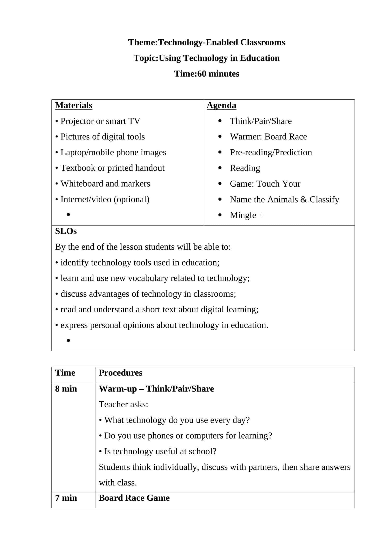 Using Technology in Education Lesson Plan 1