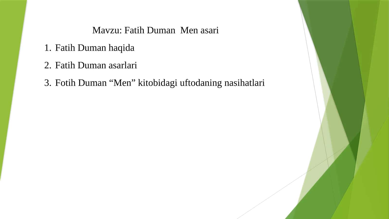 Fatih Duman  Men asari 1