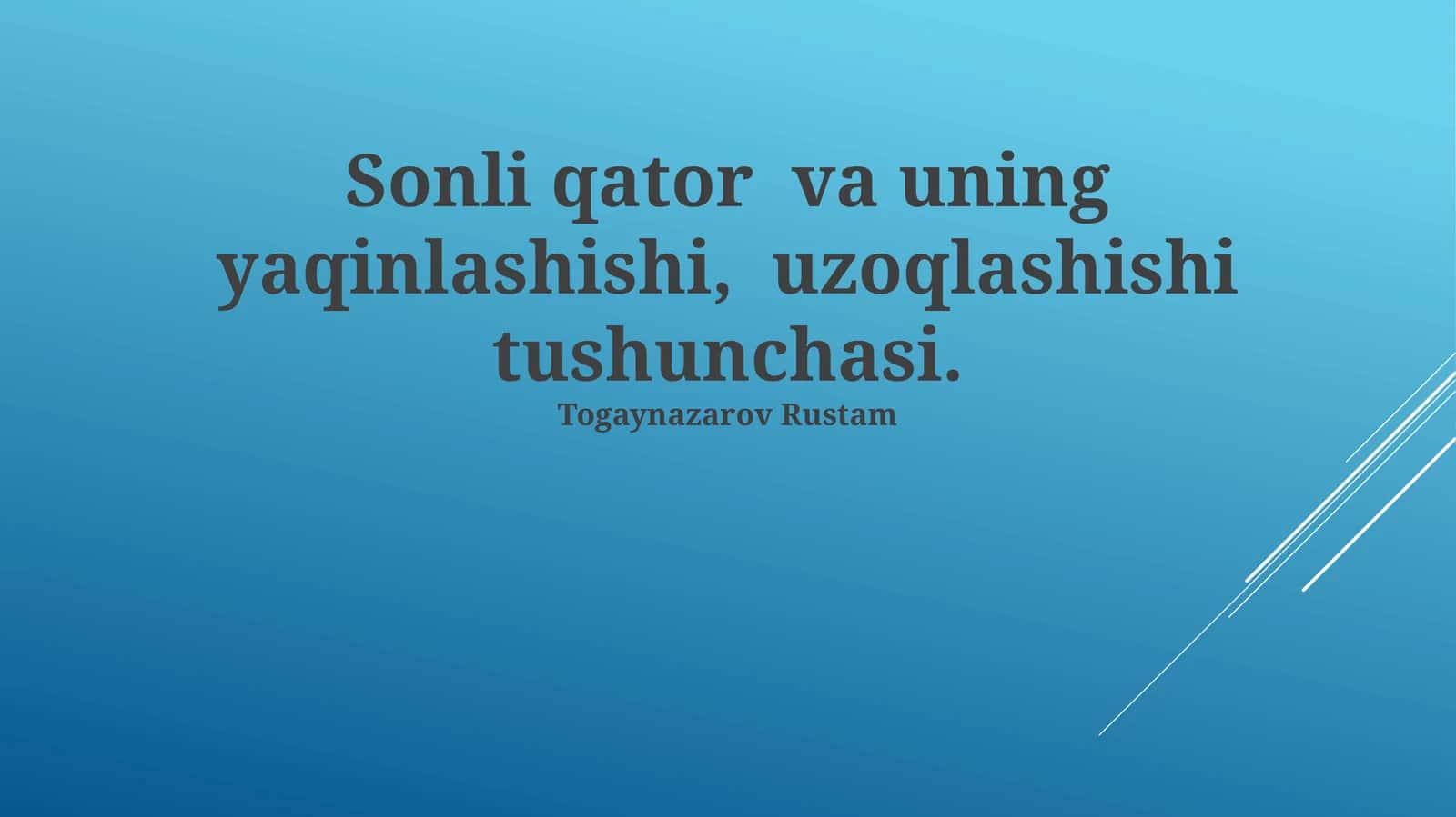 Teleskopik Qatorlar 1
