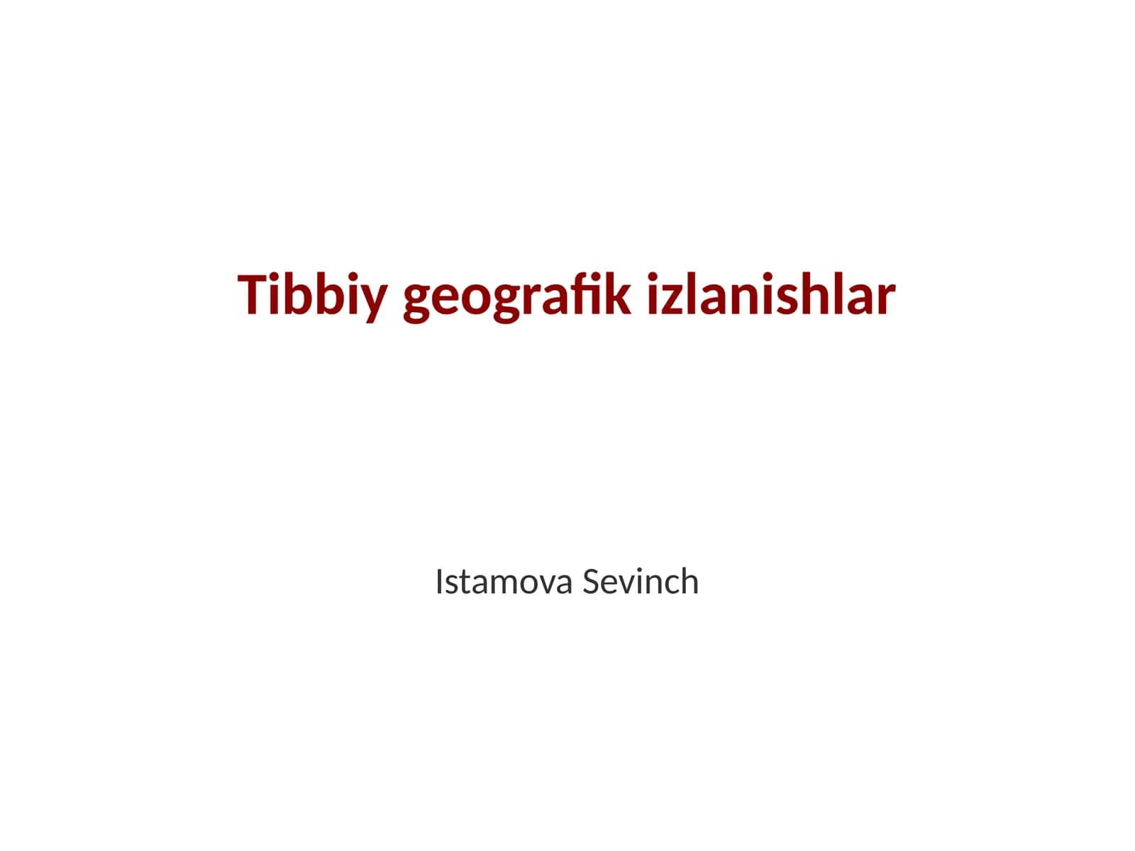 Tibbiy geografik izlanishlar 1