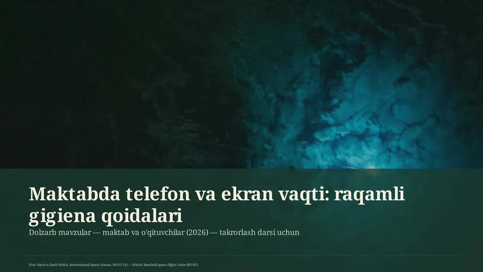 Dolzarb mavzular — maktab va o'qituvchilar (2026) — takrorlash darsi uchun 1