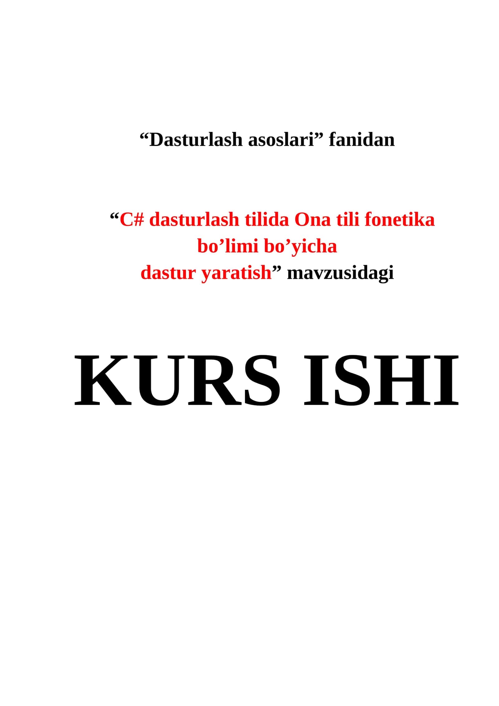 Ona tili fonetika bo’limi bo’yicha dastur yaratish 1