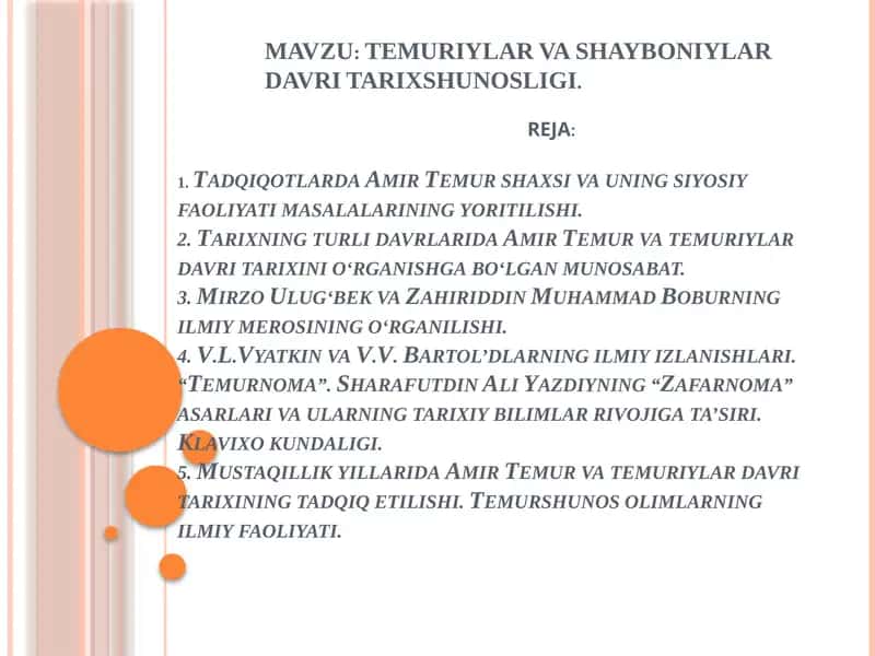 TEMURIYLAR VA SHAYBONIYLARDA VRITARIXSHUNOSLIGI 1