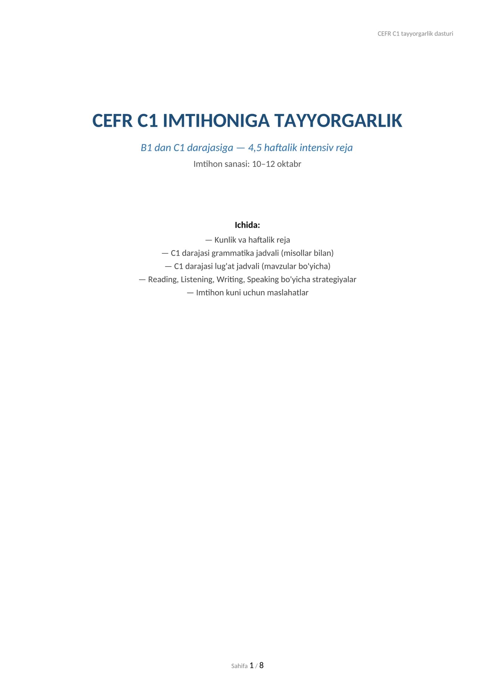 CEFR C1 tayyorgarlik dasturi 1