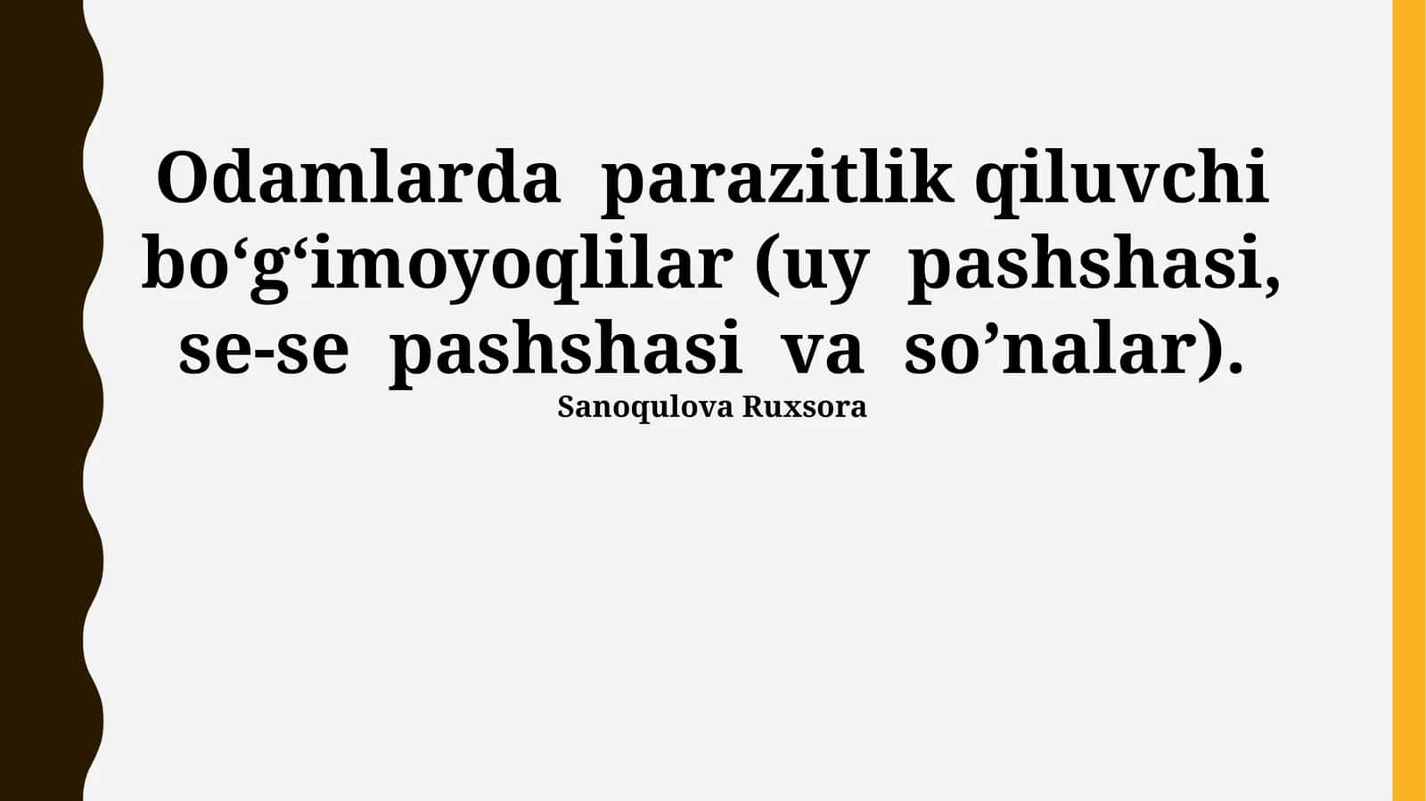 Odamlarda parazitlik qiluvchi bo‘g‘imoyoqlilar (uy pashshasi, se-se pashshasi va so’nalar) 1