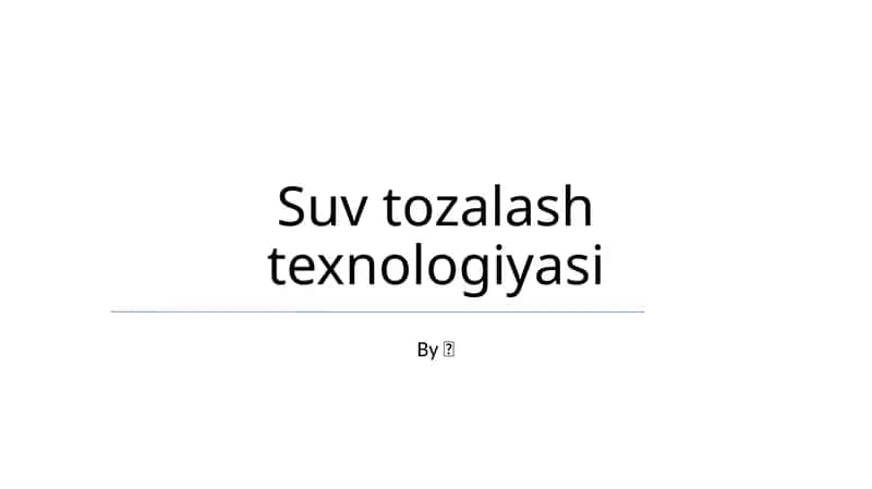 Suv tozalash texnologiyasi 1