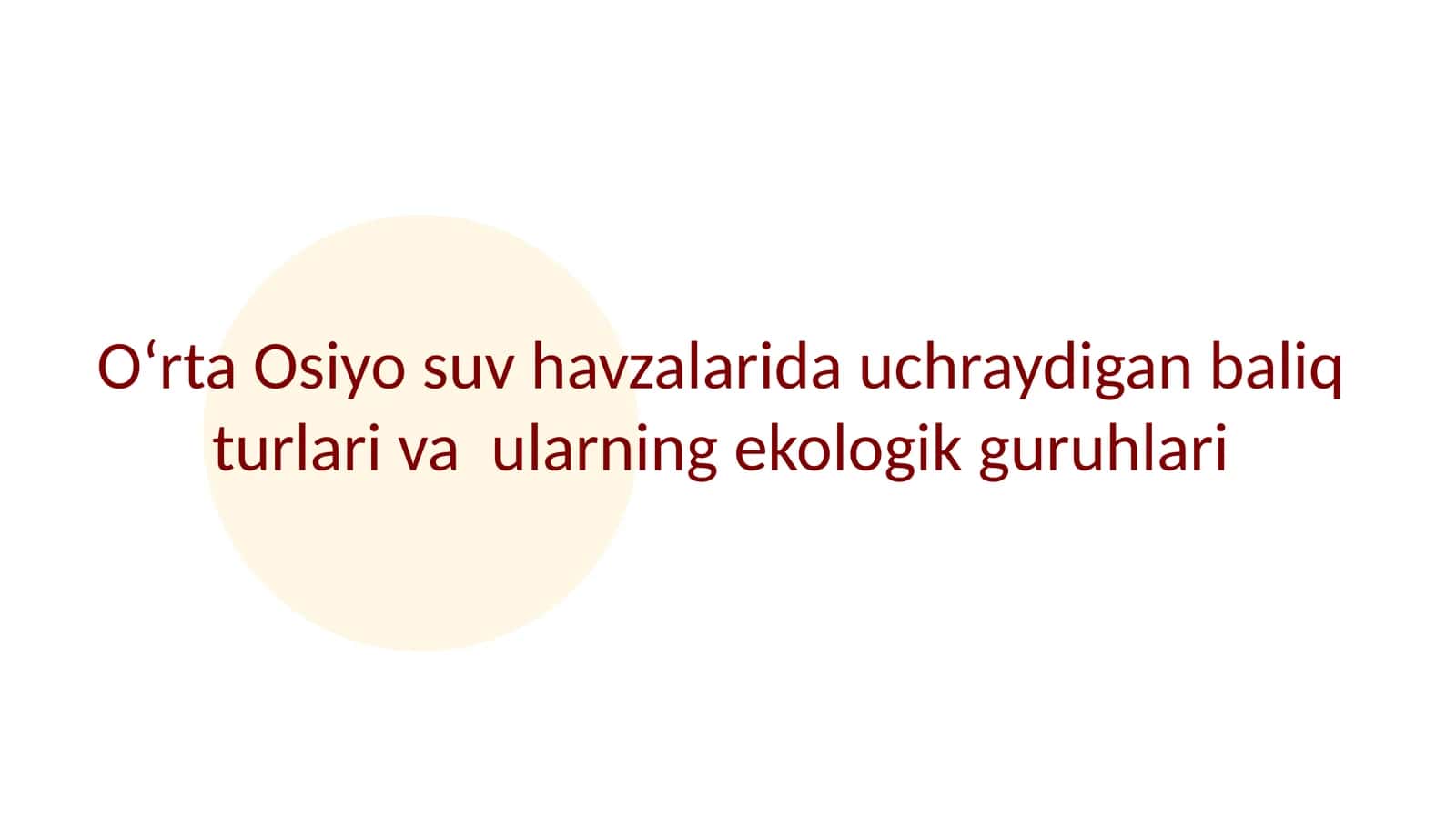 Oʻrta Osiyo suv havzalarida uchraydigan baliq turlari va ularning ekologik guruhlari 1