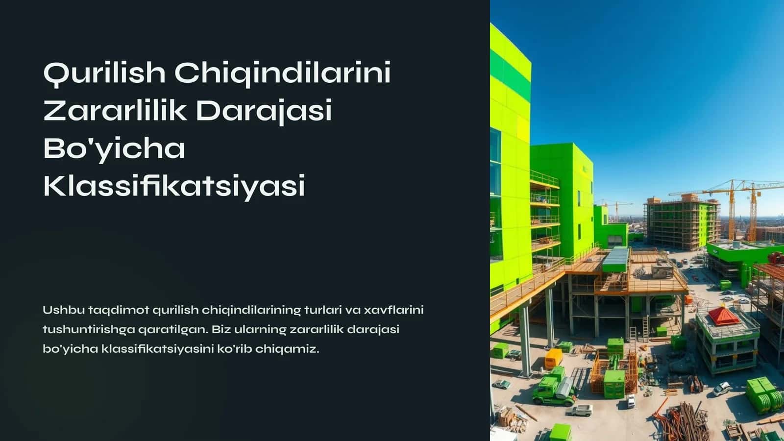 Qurilish Chiqindilarini Zararlilik Darajasi Bo'yicha Klassifikatsiyasi 1