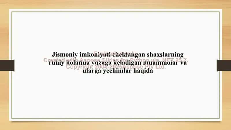 Jismoniy imkoniyati cheklangan shaxslarning ruhiy holatida yuzaga keladigan muammolar va ularga yechimlar 1